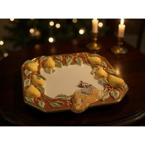 Fitz and Floyd Essentials Partridge Pear decorative plate retired boho cottage